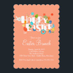 Happy Easter Brunch Dinner Party Invitation<br><div class="desc">Our join us for easter brunch dinner party invitation is sure to set the tone for you easter celebration.  Our beautiful Easter invitation features a typography Happy Easter surrounded by a bunny rabbit and pretty flowers.  Customise with your personal information & you're all set to go.</div>