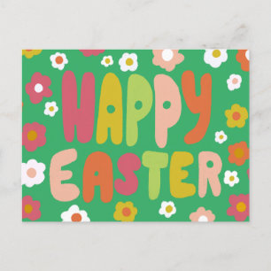 HAPPY EASTER Bubble Letters Colourful Spring CUSTO Postcard