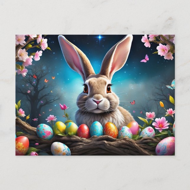 Happy Easter Bunnie Holiday Postcard (Front)