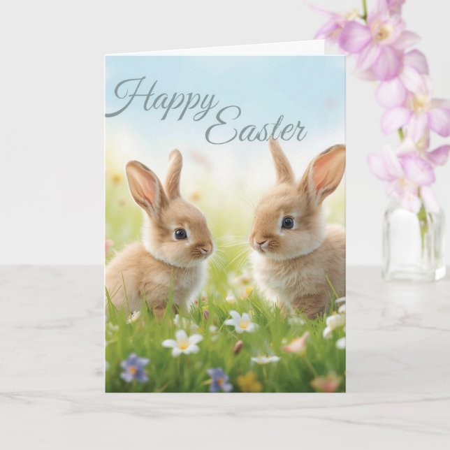 Happy easter bunnies card (Orchid)