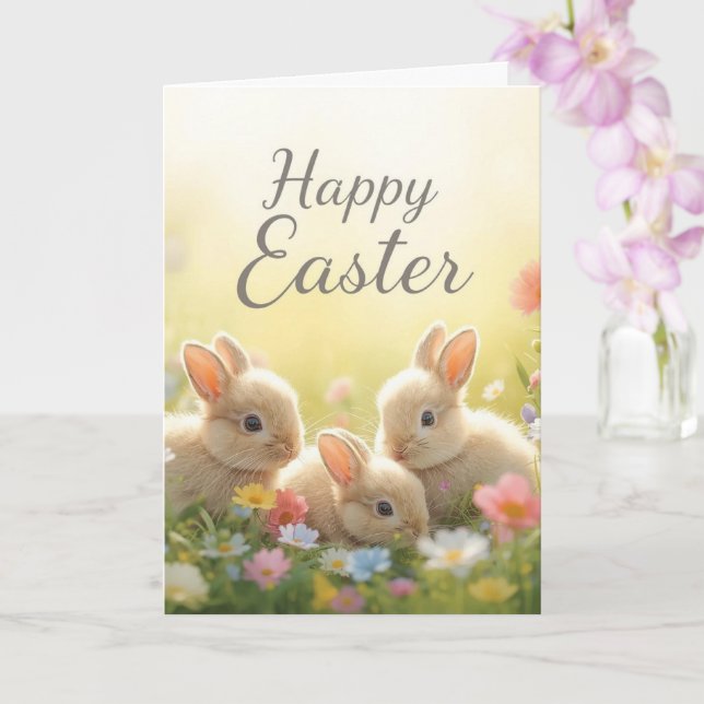 Happy easter bunnies card (Orchid)