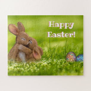 Happy Easter Bunnies Cute Jigsaw Puzzle for Kids