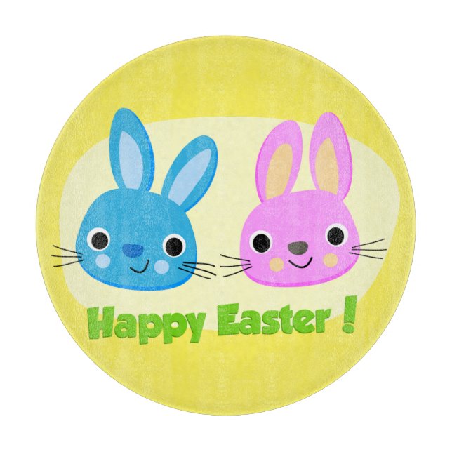 "HAPPY EASTER" BUNNIES  CUTTING BOARD (Front)