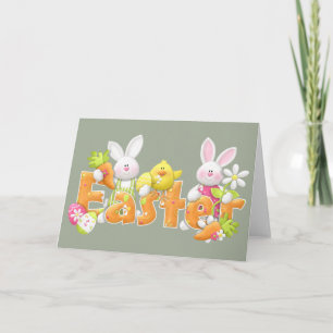 Happy Easter Bunnies Holiday Card