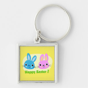 "HAPPY EASTER" BUNNIES  KEY RING