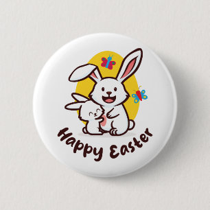 Happy Easter Bunnies (on light colours) 6 Cm Round Badge