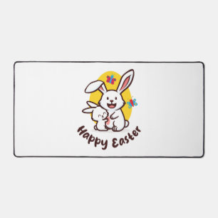 Happy Easter Bunnies (on light colours) Desk Mat