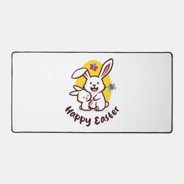Happy Easter Bunnies (on light colours) Desk Mat (Front)