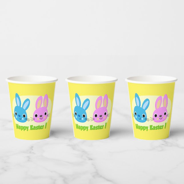 "HAPPY EASTER" BUNNIES PAPER CUPS (Multi)