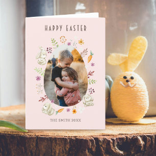 Happy Easter Bunnies Photo Holiday Card