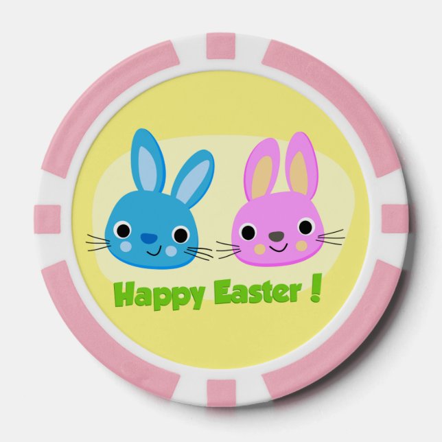 "HAPPY EASTER" BUNNIES  POKER CHIPS (Front)