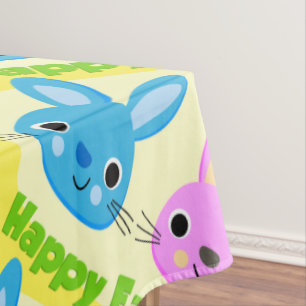 "HAPPY EASTER" BUNNIES TABLECLOTH
