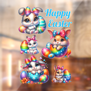 Happy Easter Bunnies Window Cling