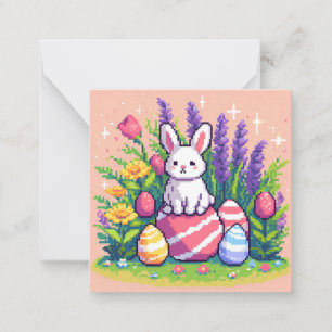Happy Easter bunny 8 bit pixel art Card