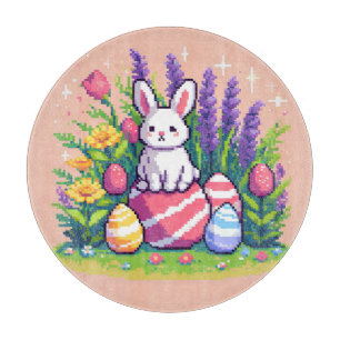 Happy Easter bunny 8 bit pixel art Cutting Board