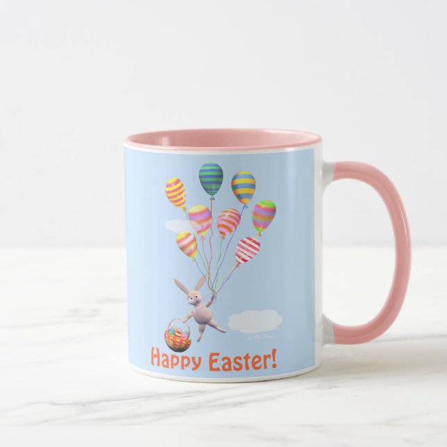 Happy Easter Bunny and Balloons Mug (Right)