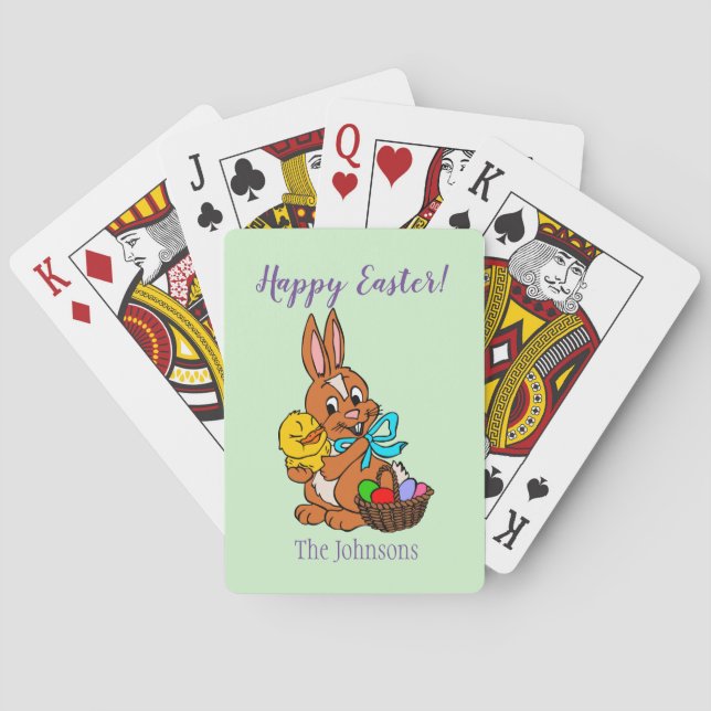 Happy Easter Bunny and Chick Deco of Playing Cards (Back)