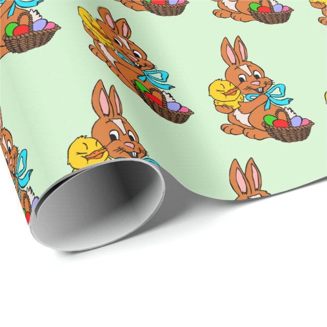 Happy Easter Bunny and Chick Gift Wrapping Paper (Roll Corner)