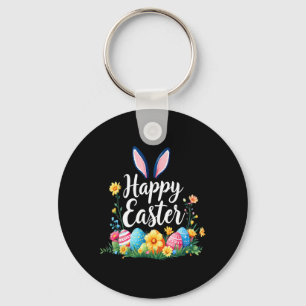 Happy Easter Bunny And Egg Hunt Cute Rabbit Key Ring