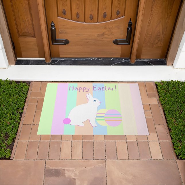 Happy Easter Bunny and Eggs Doormat (Outdoor)