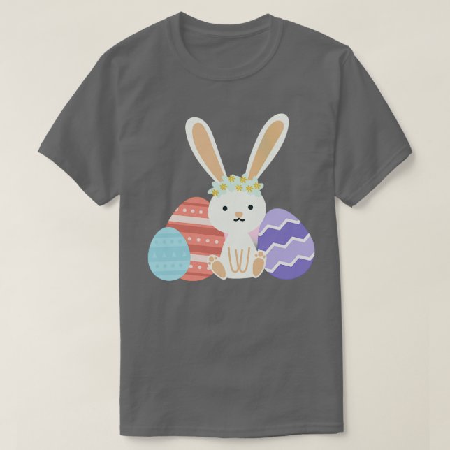 Happy Easter Bunny And Eggs  T-Shirt (Design Front)