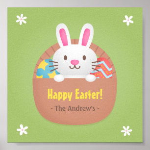 Happy Easter Bunny and Eggs Wall Decor
