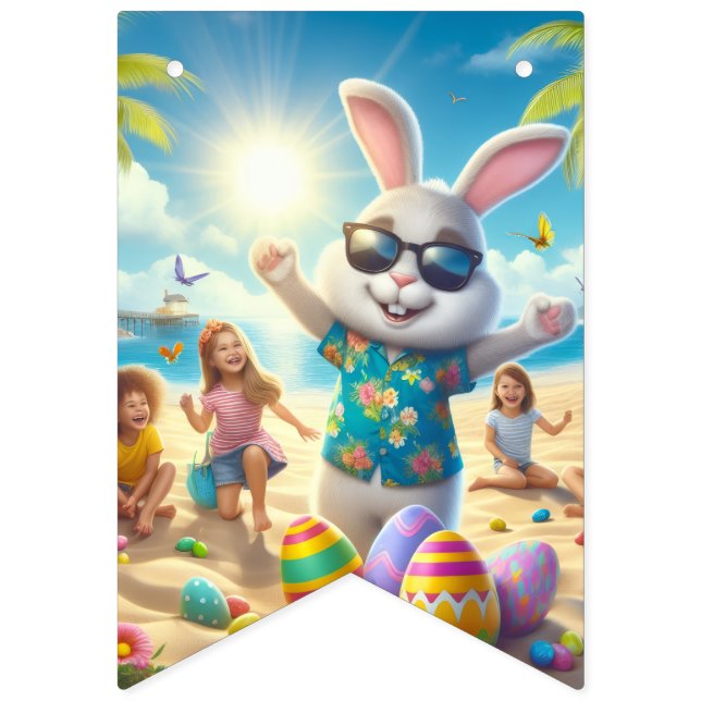 Happy Easter!! Bunny and Text  Bunting (Sixteenth Flag)