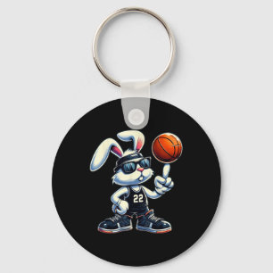 Happy Easter Bunny Basketball Kids Boys Sport Love Key Ring