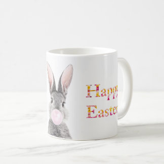 Happy Easter Bunny blowing Pink Bubble gum Coffee Mug