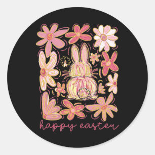 Happy Easter Bunny Boho Easter Coquette Floral Pin Classic Round Sticker