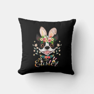 Happy Easter Bunny Boston Terrier Lovers With East Cushion