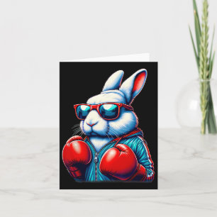 Happy Easter Bunny Boxing Rabbit Men Women Kid Card