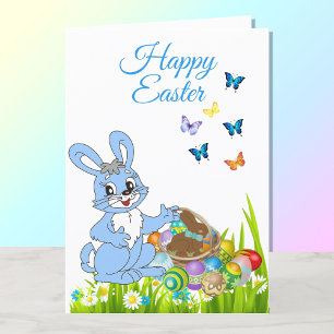 Happy Easter Bunny Boy's Personalise Holiday Card