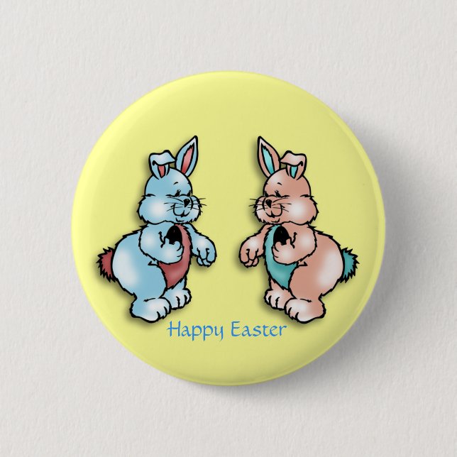 Happy Easter bunny button (Front)