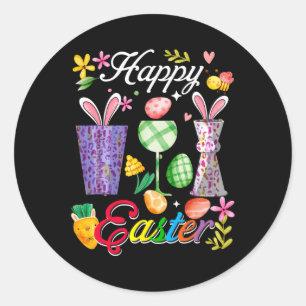 Happy Easter Bunny Byrtender Tools Job Team Huntin Classic Round Sticker