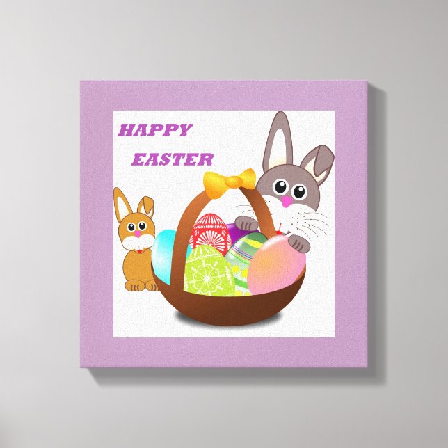 "HAPPY EASTER" BUNNY CANVAS PRINT (Front)
