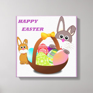 "HAPPY EASTER" BUNNY CANVAS PRINT