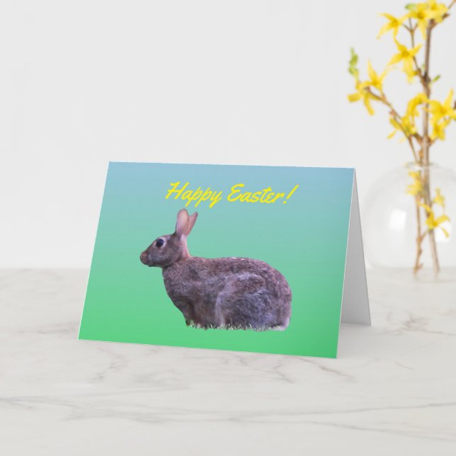 Happy Easter Bunny Card (Yellow Flower)