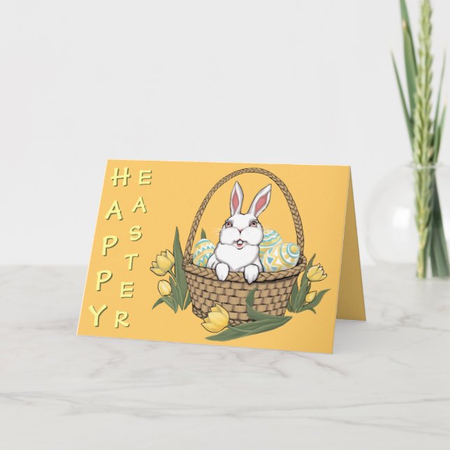Happy Easter Bunny Card Custom or Blank Card (Front)