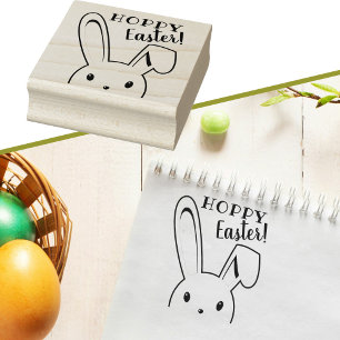 Happy Easter Bunny Cartoon Cute Funny Spring Rubber Stamp