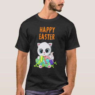 Happy Easter Bunny Cat Easter Humour Graphic T-Shirt