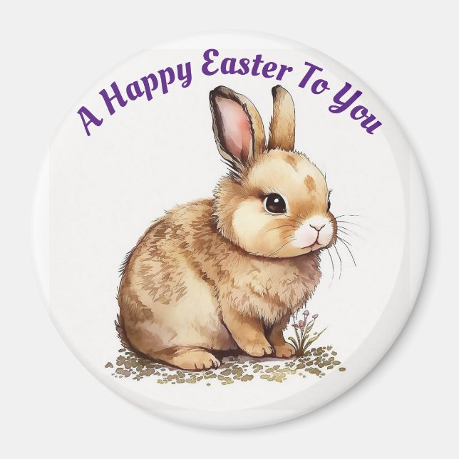 Happy Easter Bunny Circle Magnet (Front)