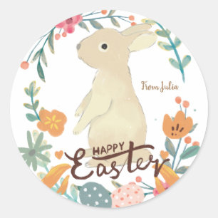 Happy Easter Bunny Classic Round Sticker