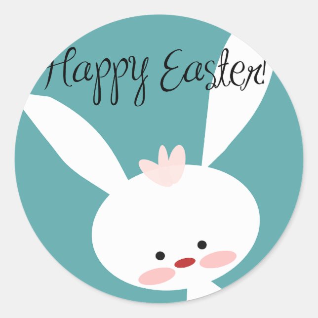 Happy Easter Bunny Classic Round Sticker (Front)