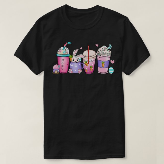 Happy Easter Bunny Coffee Lover Latte Iced Easter  T-Shirt (Design Front)