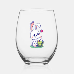 Happy Easter Bunny collection 3 Stemless Wine Glass