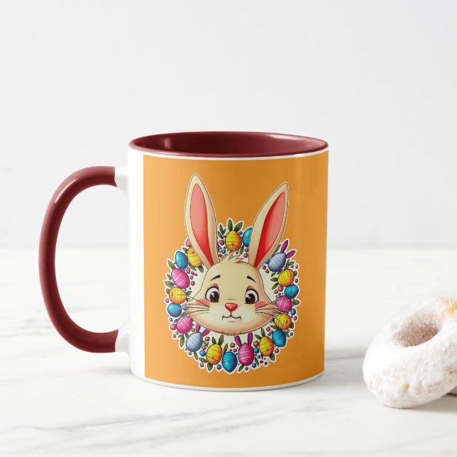 Happy Easter Bunny – Colorful Spring Art caneca Mug (With Donut)