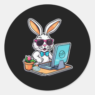 Happy Easter Bunny Computer Video Game Lovers 1 Classic Round Sticker
