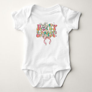 Happy Easter Bunny Coquette Bow Baby Bodysuit