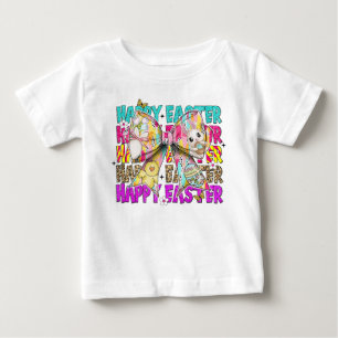Happy Easter Bunny Coquette Bow Baby T-Shirt